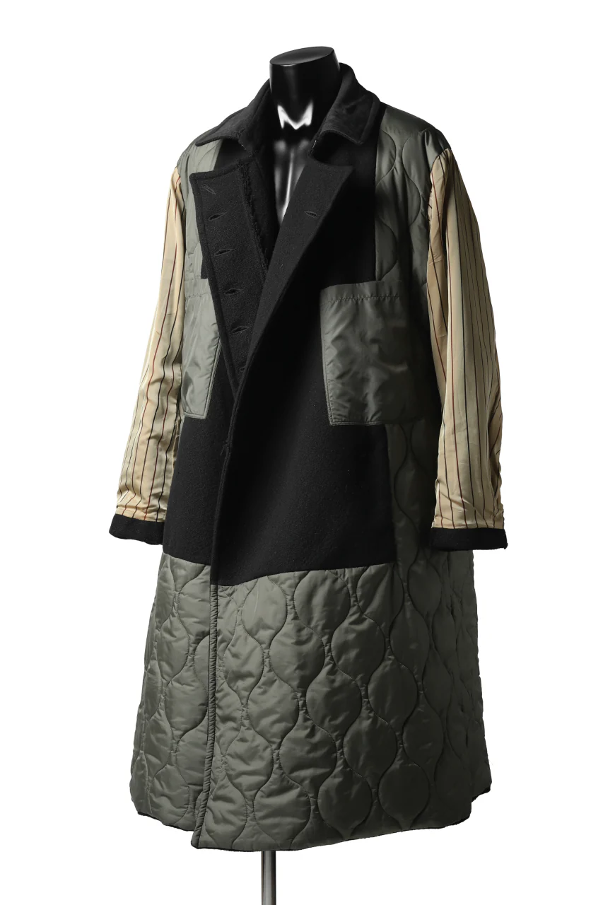 KLASICA HM-C DOUBLE BREASTED COAT with BONDED LINING / WOOLxSILK BOLD DUNGAREES (BLACK) - Image 42