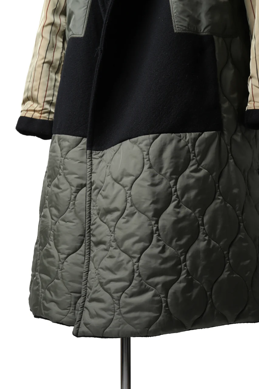 KLASICA HM-C DOUBLE BREASTED COAT with BONDED LINING / WOOLxSILK BOLD DUNGAREES (BLACK) - Image 46