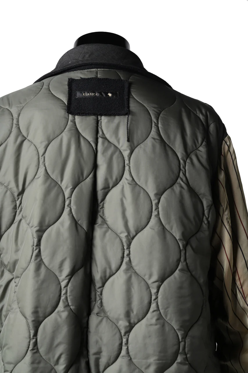 KLASICA HM-C DOUBLE BREASTED COAT with BONDED LINING / WOOLxSILK BOLD DUNGAREES (BLACK) - Image 47