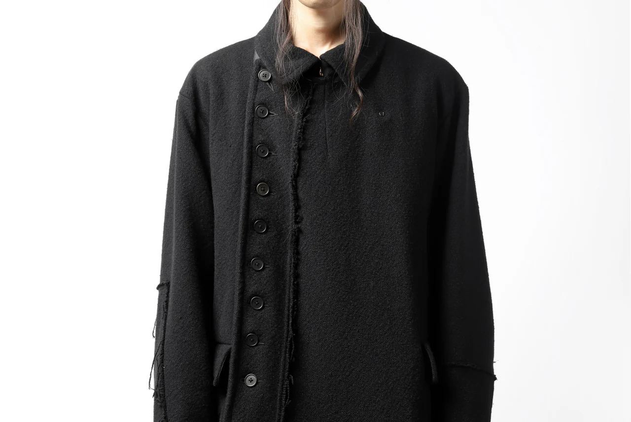 KLASICA HM-C DOUBLE BREASTED COAT with BONDED LINING / WOOLxSILK BOLD DUNGAREES (BLACK) - Image 52