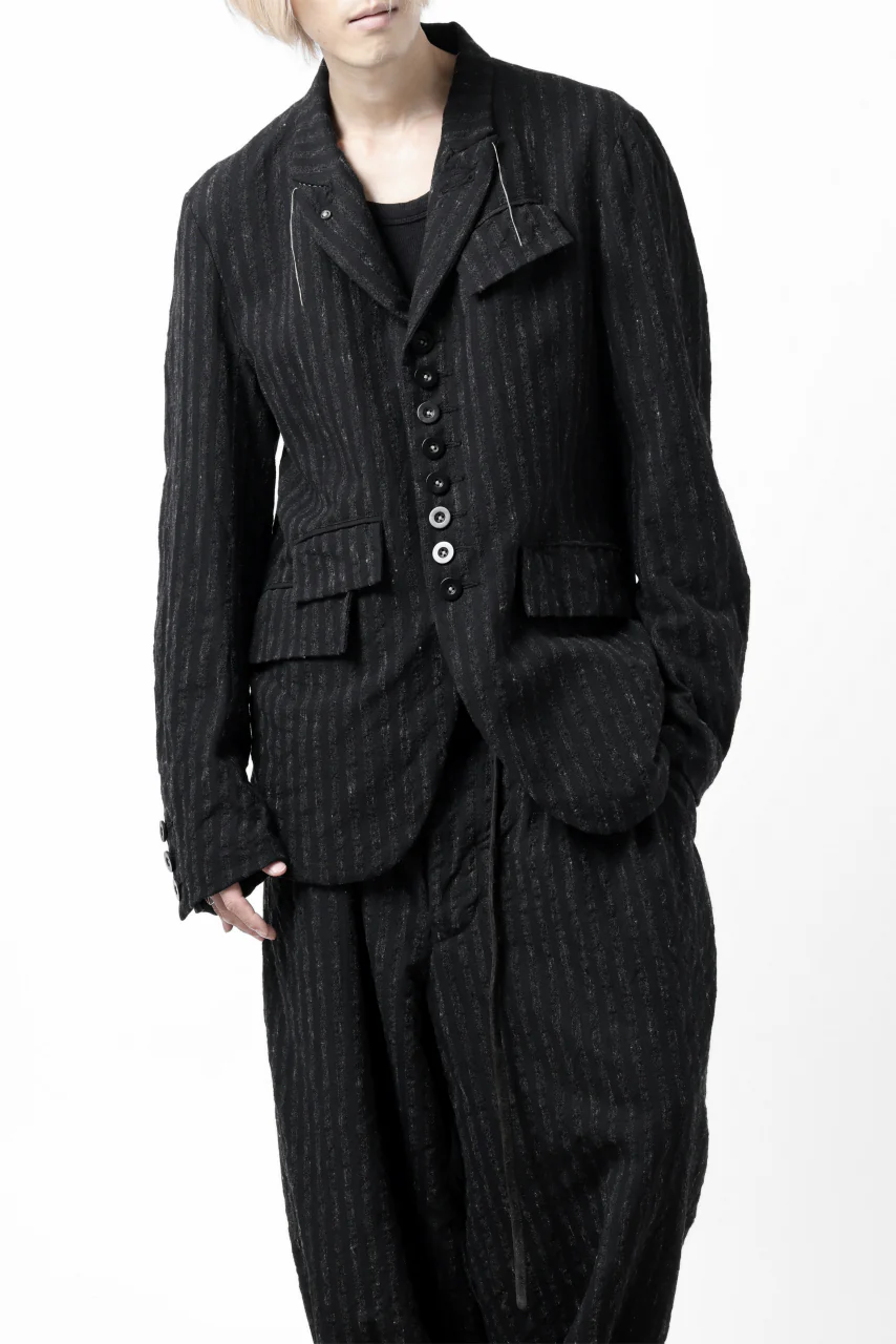 KLASICA HUNTS 10 BUTTONS DOLL BLAZER / LIGHT WEIGHT BLUR STRIPES (INK BLACK) - Image 20