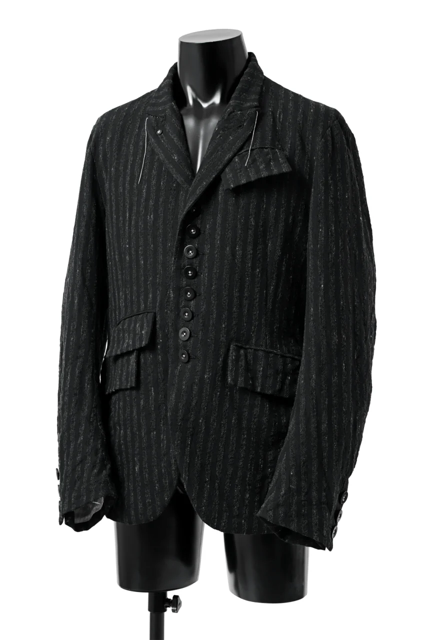 KLASICA HUNTS 10 BUTTONS DOLL BLAZER / LIGHT WEIGHT BLUR STRIPES (INK BLACK) - Image 3