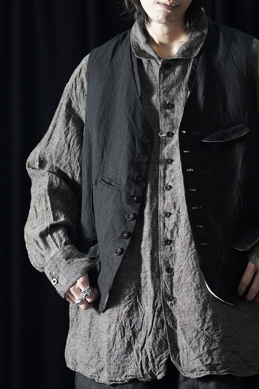 KLASICA "JEUNET" SQUARE SHAPED LOOSE VEST / OBSCURE STRIPED 3/3 MINI HBT (MID NIGHT) - Image 3