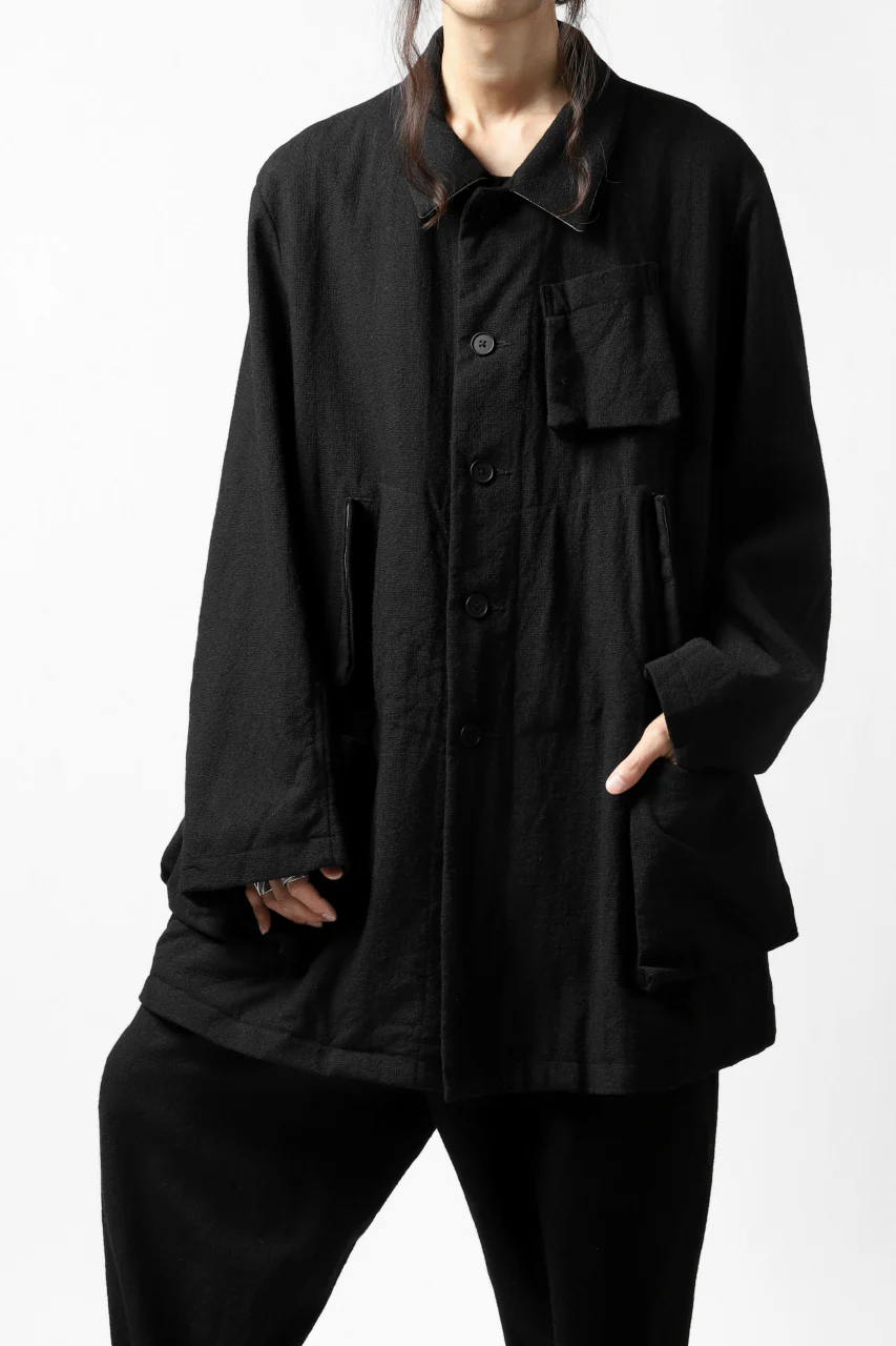 KLASICA KISTE-TWEED SHORT COAT / OFF TWEED WOOL (BLACK) - Image 6