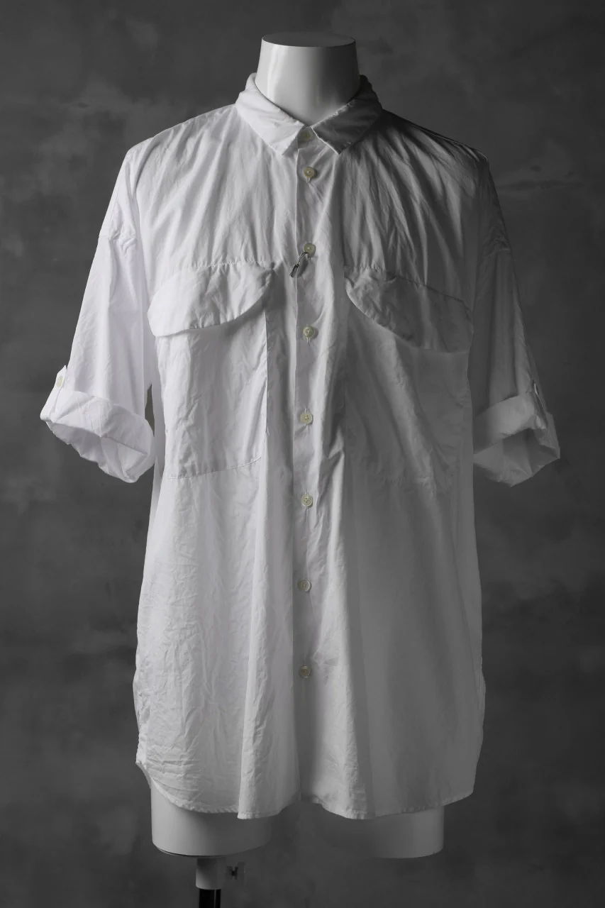 KLASICA LOOSE HALF SLEEVE SHIRT / BROAD CLOTH (GARMENT WASHED) (WHITE)