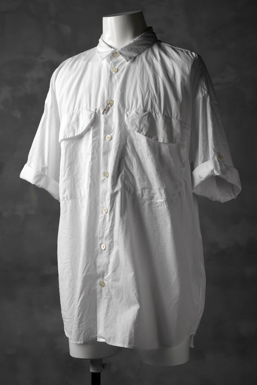 KLASICA LOOSE HALF SLEEVE SHIRT / BROAD CLOTH (GARMENT WASHED) (WHITE) - Image 2