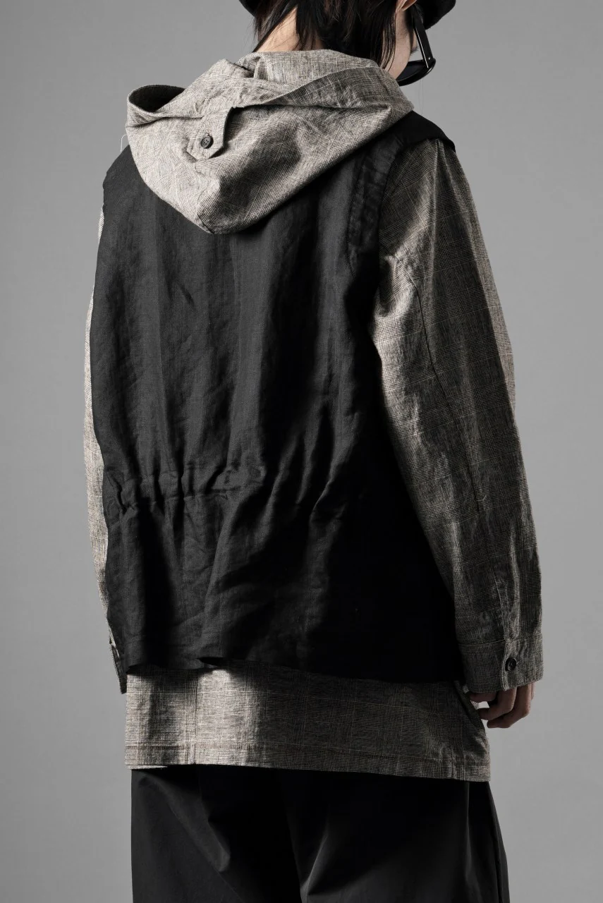KLASICA "MALAKOFF" DECONSTRUCTED WORK WEAR VEST / CRISP FINISH AIRLY MICRO DOBBY (BLACK) - Image 6