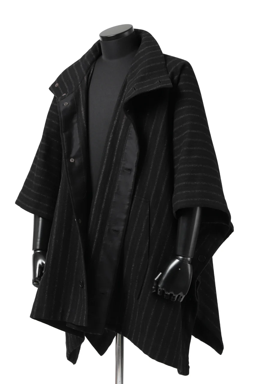 KLASICA MARGOT PONCHO COAT / WOOL FLANNEL (VINTAGE STRIPE) - Image 15