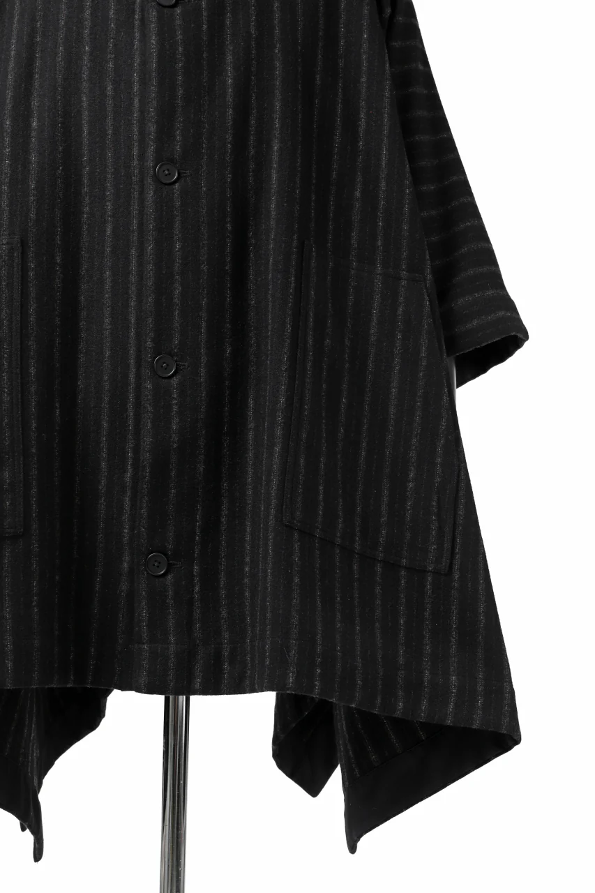 KLASICA MARGOT PONCHO COAT / WOOL FLANNEL (VINTAGE STRIPE) - Image 21