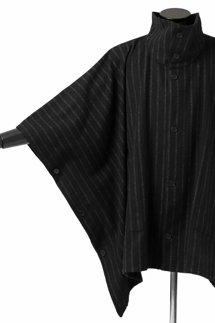 KLASICA MARGOT PONCHO COAT / WOOL FLANNEL (VINTAGE STRIPE) - Image 30