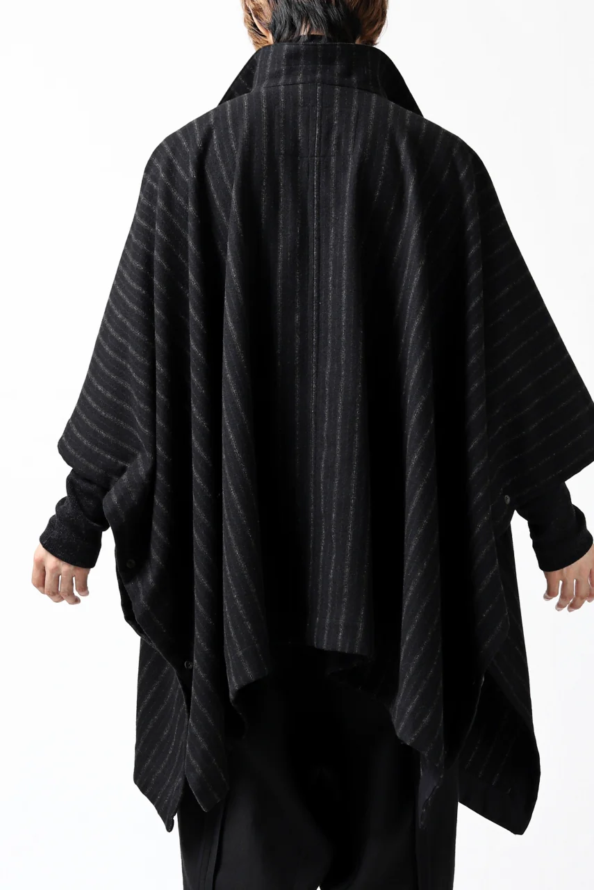 KLASICA MARGOT PONCHO COAT / WOOL FLANNEL (VINTAGE STRIPE) - Image 46