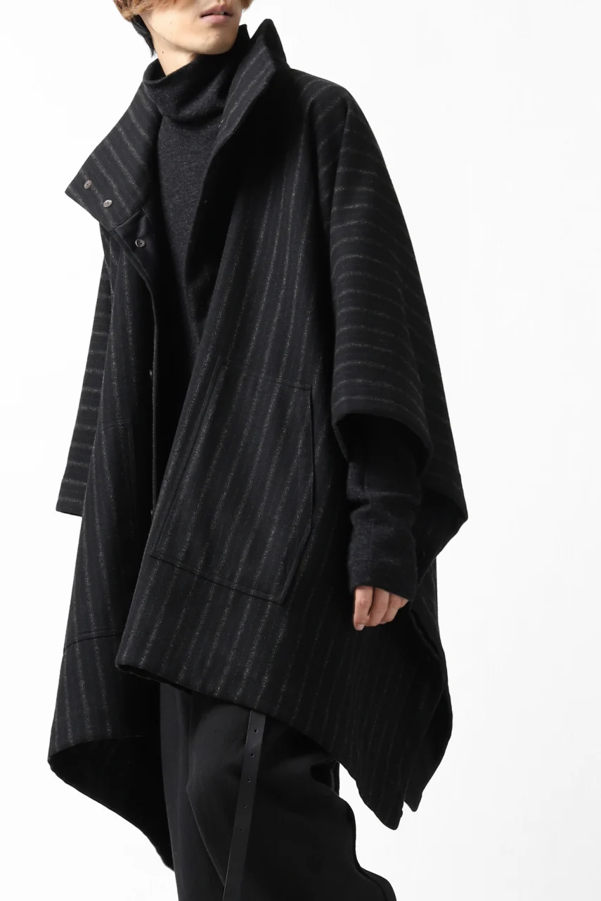 KLASICA MARGOT PONCHO COAT / WOOL FLANNEL (VINTAGE STRIPE) - Image 8
