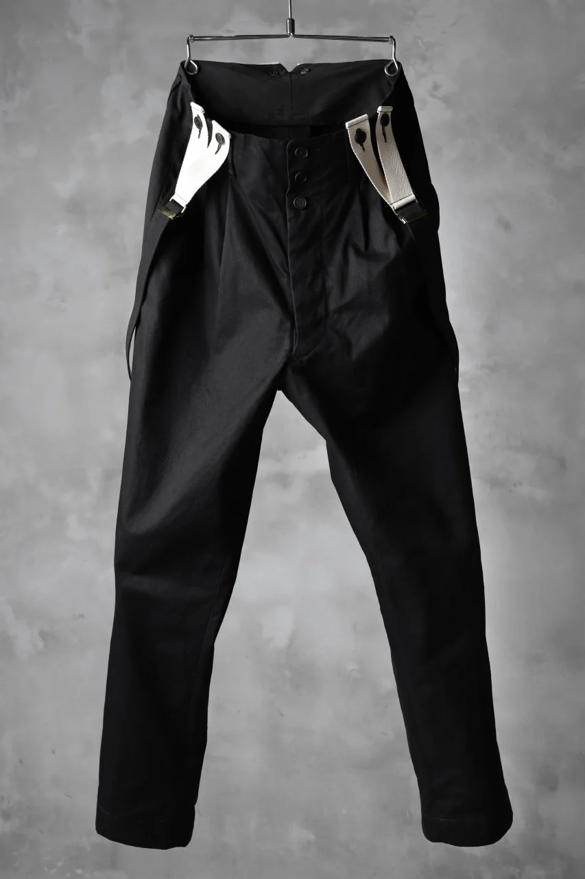 KLASICA MORROW HIGH RISE 3 TUCKED TAPERED TROUSERS / CHINO CLOTH (BLACK) - Image 15