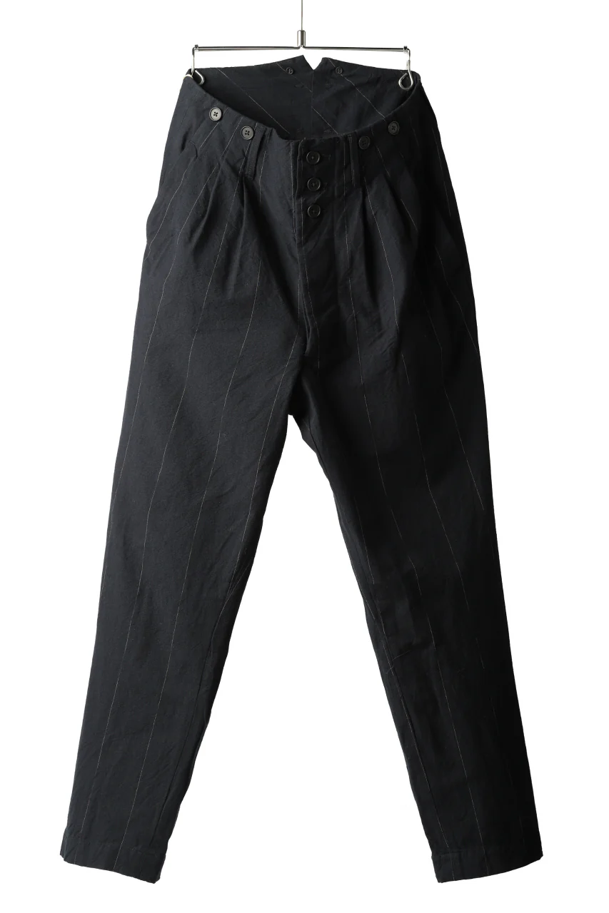 KLASICA MORROW-OCN TAPERED TROUSERS / IKAT DYED STRIPE COTTON (CARBON)
