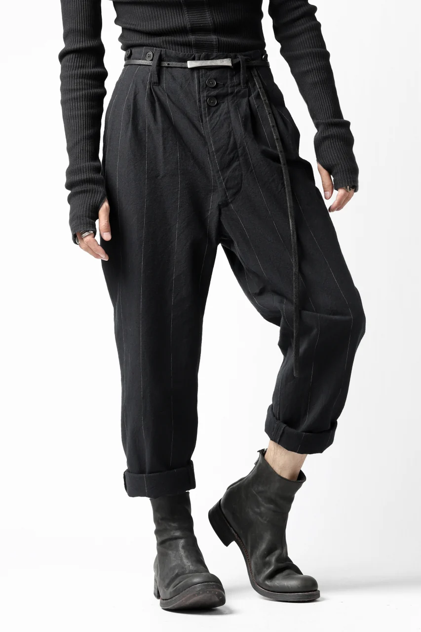 KLASICA MORROW-OCN TAPERED TROUSERS / IKAT DYED STRIPE COTTON (CARBON) - Image 8