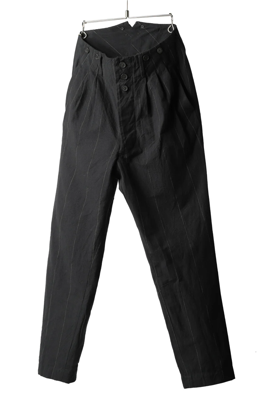 KLASICA MORROW-OCN TAPERED TROUSERS / IKAT DYED STRIPE COTTON (CARBON) - Image 9