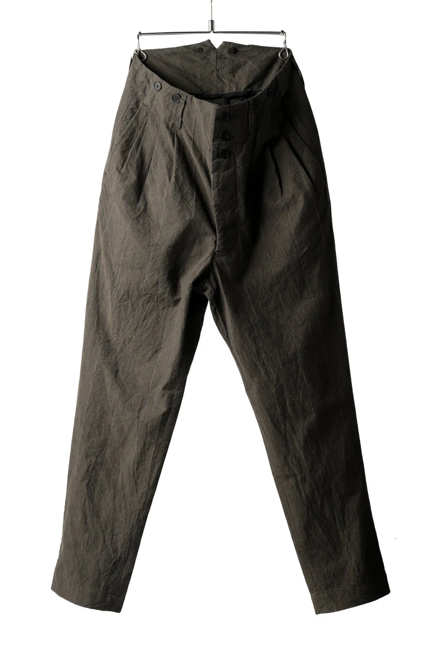 KLASICA MORROW-OCN TAPERED TROUSERS / IKAT DYED STRIPE COTTON (CINNAMON)
