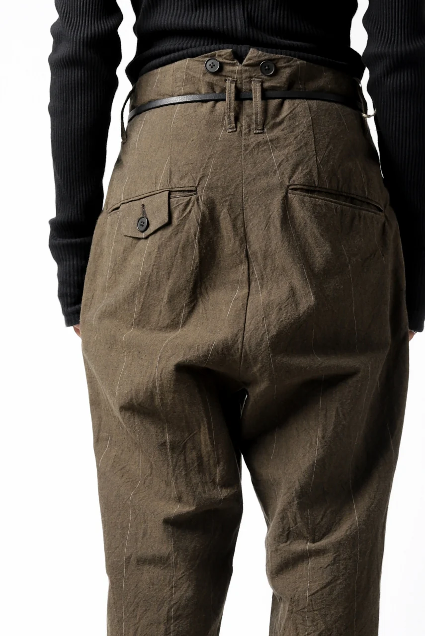 KLASICA MORROW-OCN TAPERED TROUSERS / IKAT DYED STRIPE COTTON (CINNAMON) - Image 10