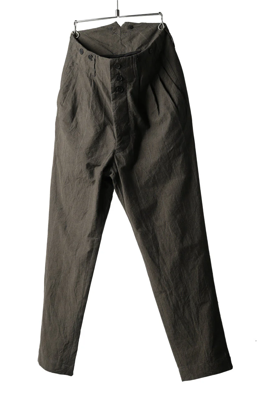 KLASICA MORROW-OCN TAPERED TROUSERS / IKAT DYED STRIPE COTTON (CINNAMON) - Image 11