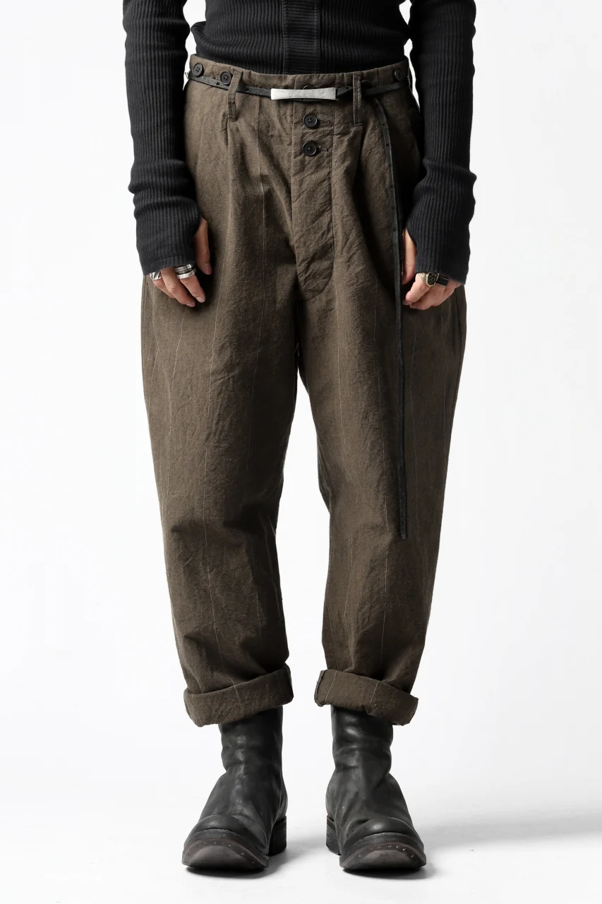 KLASICA MORROW-OCN TAPERED TROUSERS / IKAT DYED STRIPE COTTON (CINNAMON) - Image 2