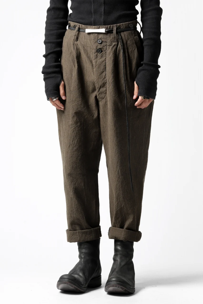 KLASICA MORROW-OCN TAPERED TROUSERS / IKAT DYED STRIPE COTTON (CINNAMON) - Image 3