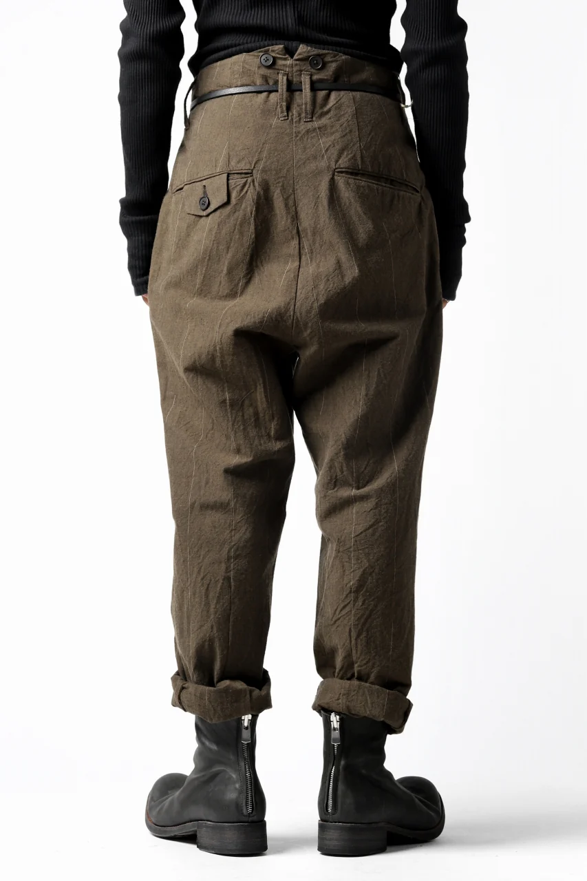 KLASICA MORROW-OCN TAPERED TROUSERS / IKAT DYED STRIPE COTTON (CINNAMON) - Image 4