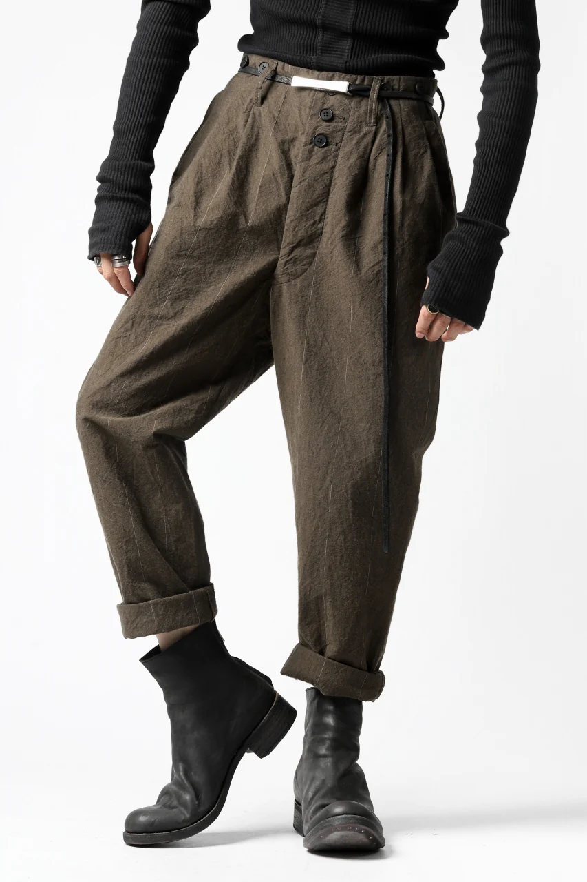 KLASICA MORROW-OCN TAPERED TROUSERS / IKAT DYED STRIPE COTTON (CINNAMON) - Image 5