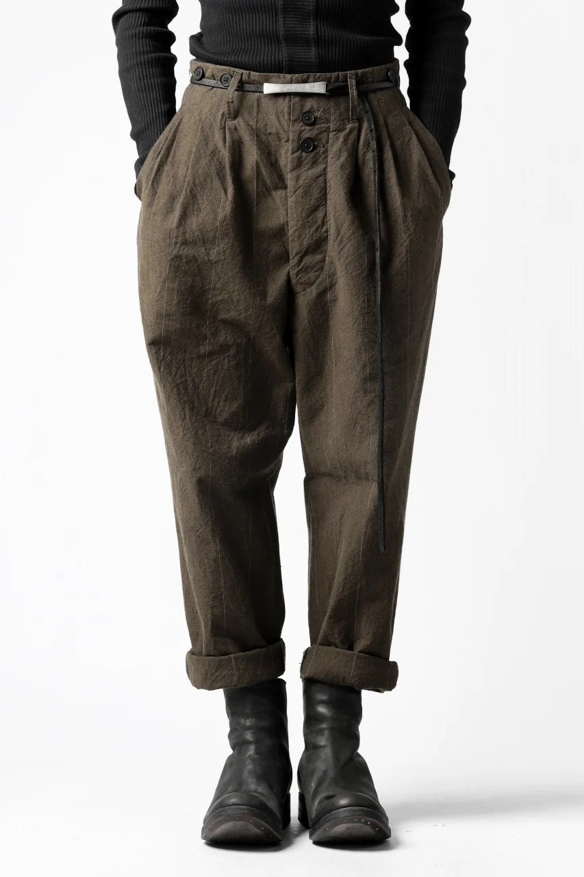 KLASICA MORROW-OCN TAPERED TROUSERS / IKAT DYED STRIPE COTTON (CINNAMON) - Image 6