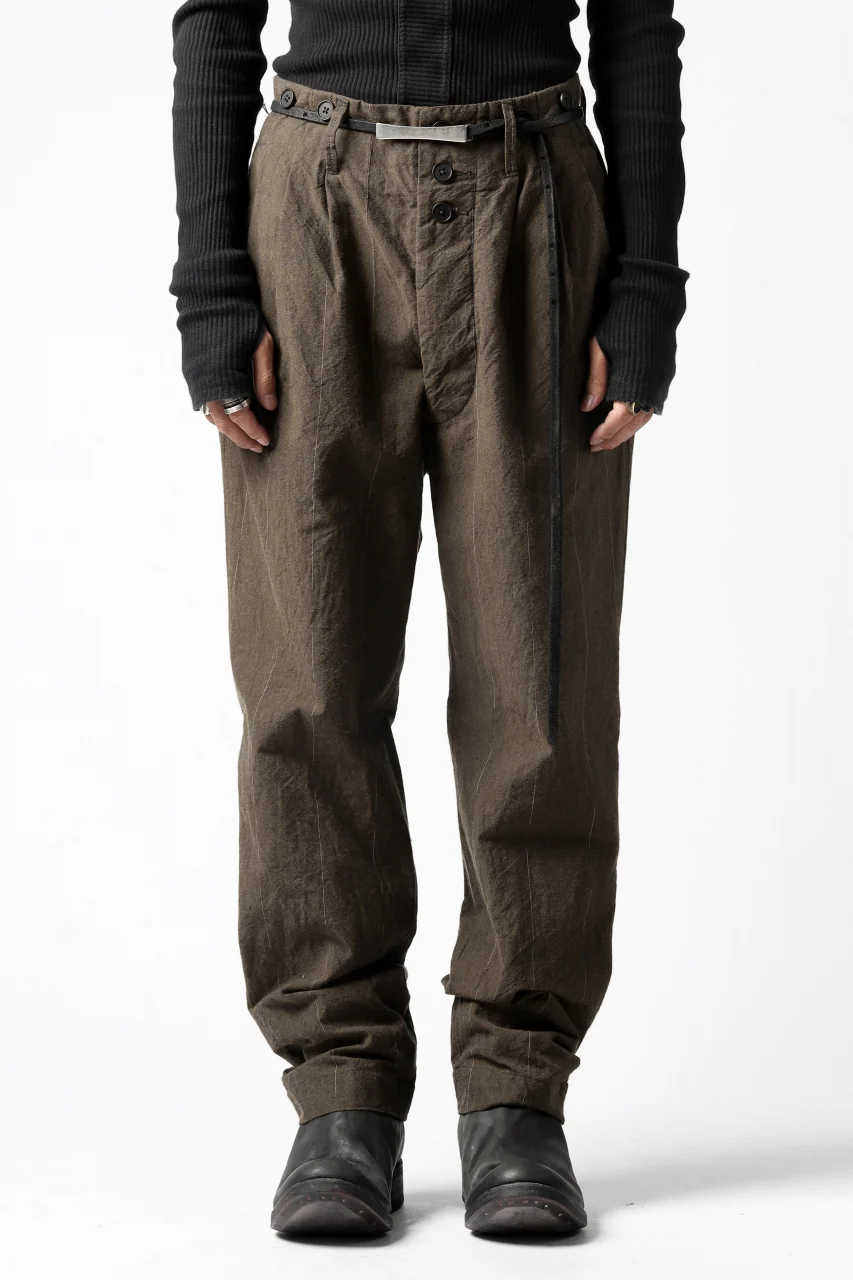 KLASICA MORROW-OCN TAPERED TROUSERS / IKAT DYED STRIPE COTTON (CINNAMON) - Image 7