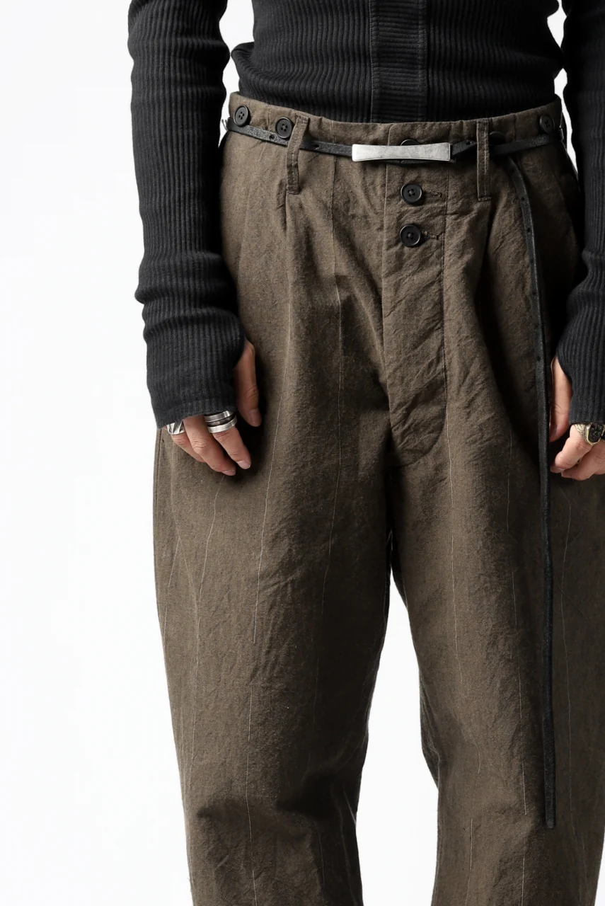 KLASICA MORROW-OCN TAPERED TROUSERS / IKAT DYED STRIPE COTTON (CINNAMON) - Image 8