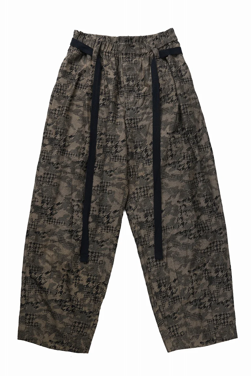 KLASICA "OVUM" EGG SHAPE EASY TROUSERS / BACK JACQUARD HOUND TOOTH CAMO (FOREST)