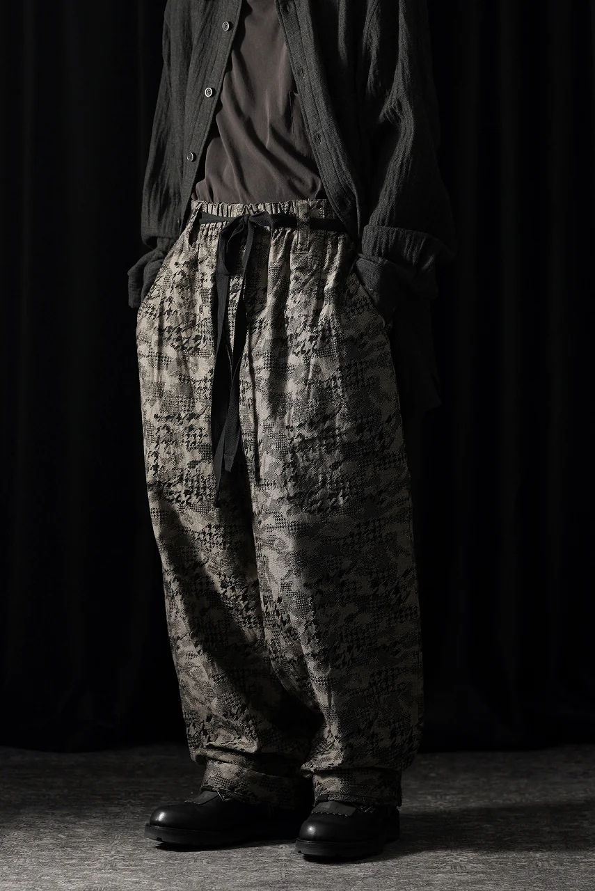KLASICA "OVUM" EGG SHAPE EASY TROUSERS / BACK JACQUARD HOUND TOOTH CAMO (FOREST) - Image 14