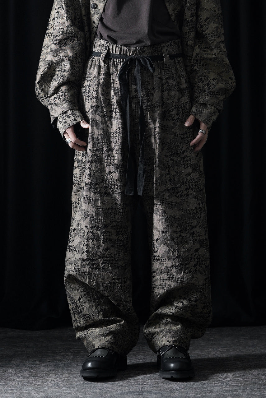 KLASICA "OVUM" EGG SHAPE EASY TROUSERS / BACK JACQUARD HOUND TOOTH CAMO (FOREST) - Image 2