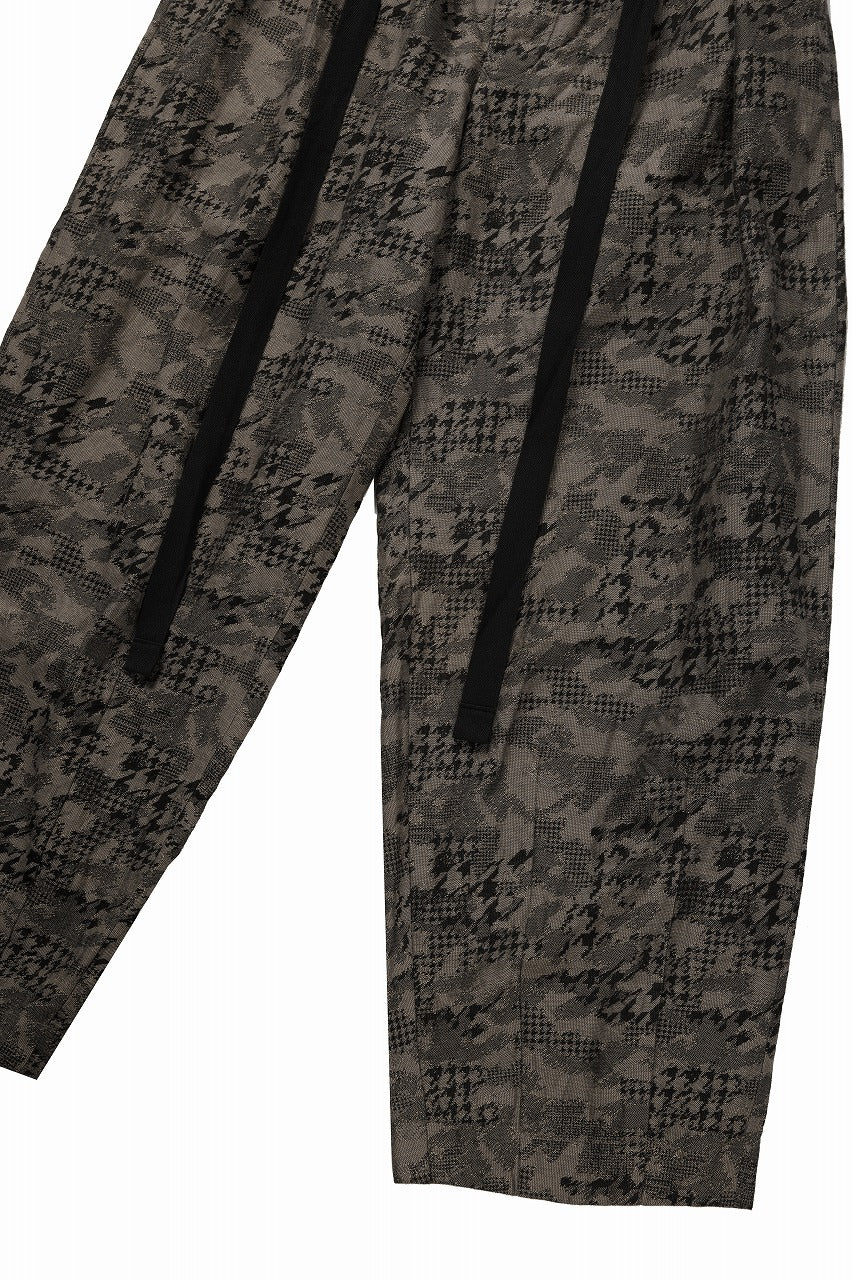 KLASICA "OVUM" EGG SHAPE EASY TROUSERS / BACK JACQUARD HOUND TOOTH CAMO (FOREST) - Image 6