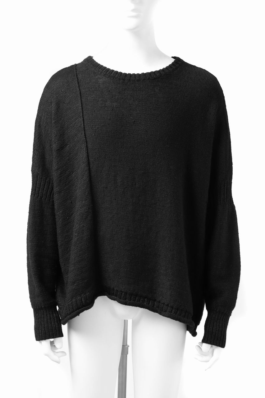 KLASICA PYKE LOOSE KNIT PULLOVER / LINEN ROVING 5G (BLACK)