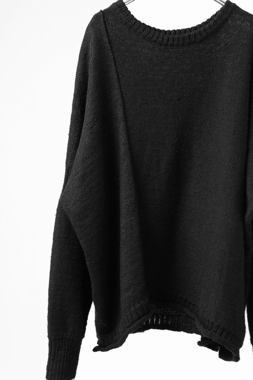 KLASICA PYKE LOOSE KNIT PULLOVER / LINEN ROVING 5G (BLACK) - Image 11