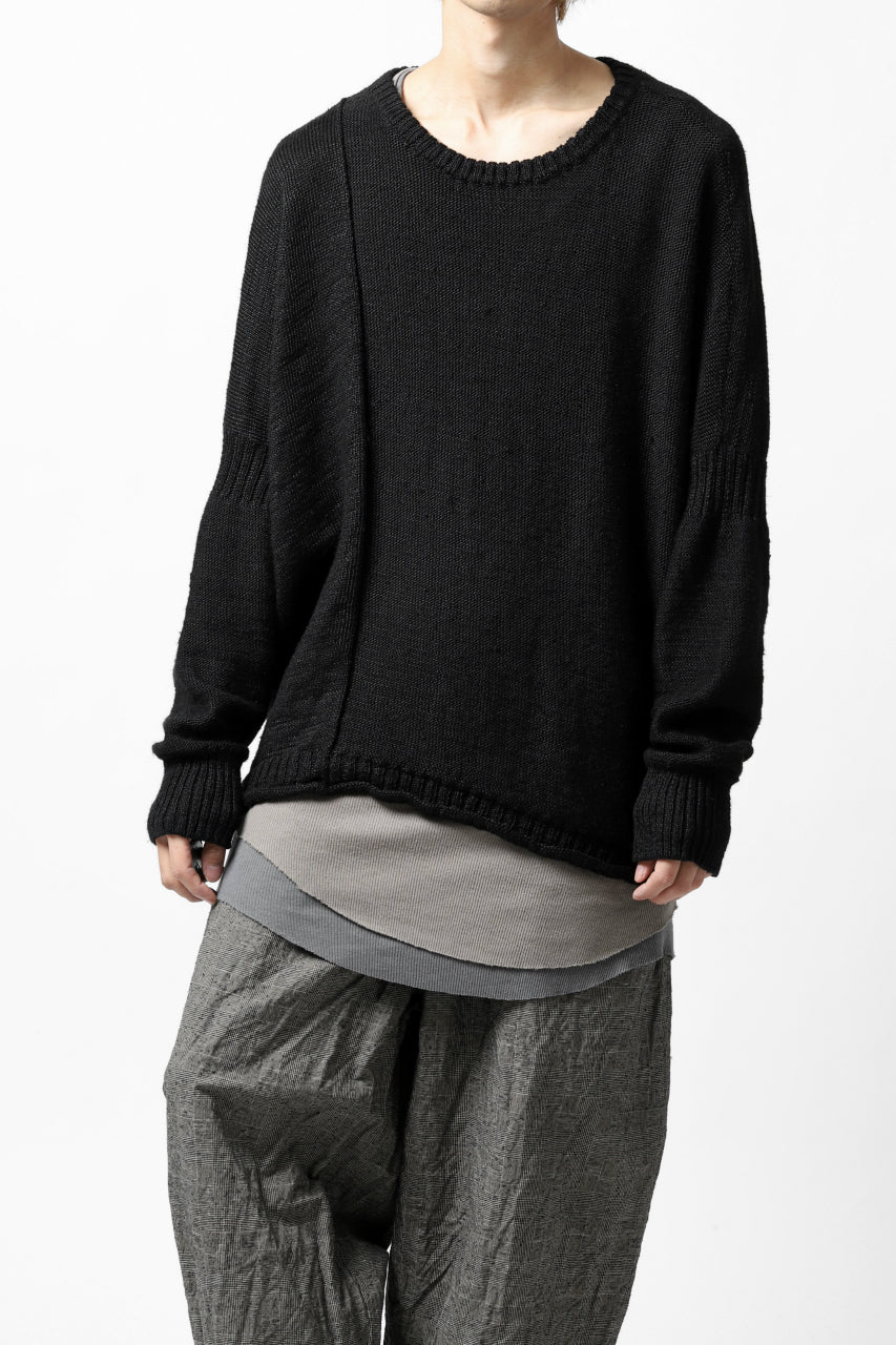 KLASICA PYKE LOOSE KNIT PULLOVER / LINEN ROVING 5G (BLACK) - Image 27
