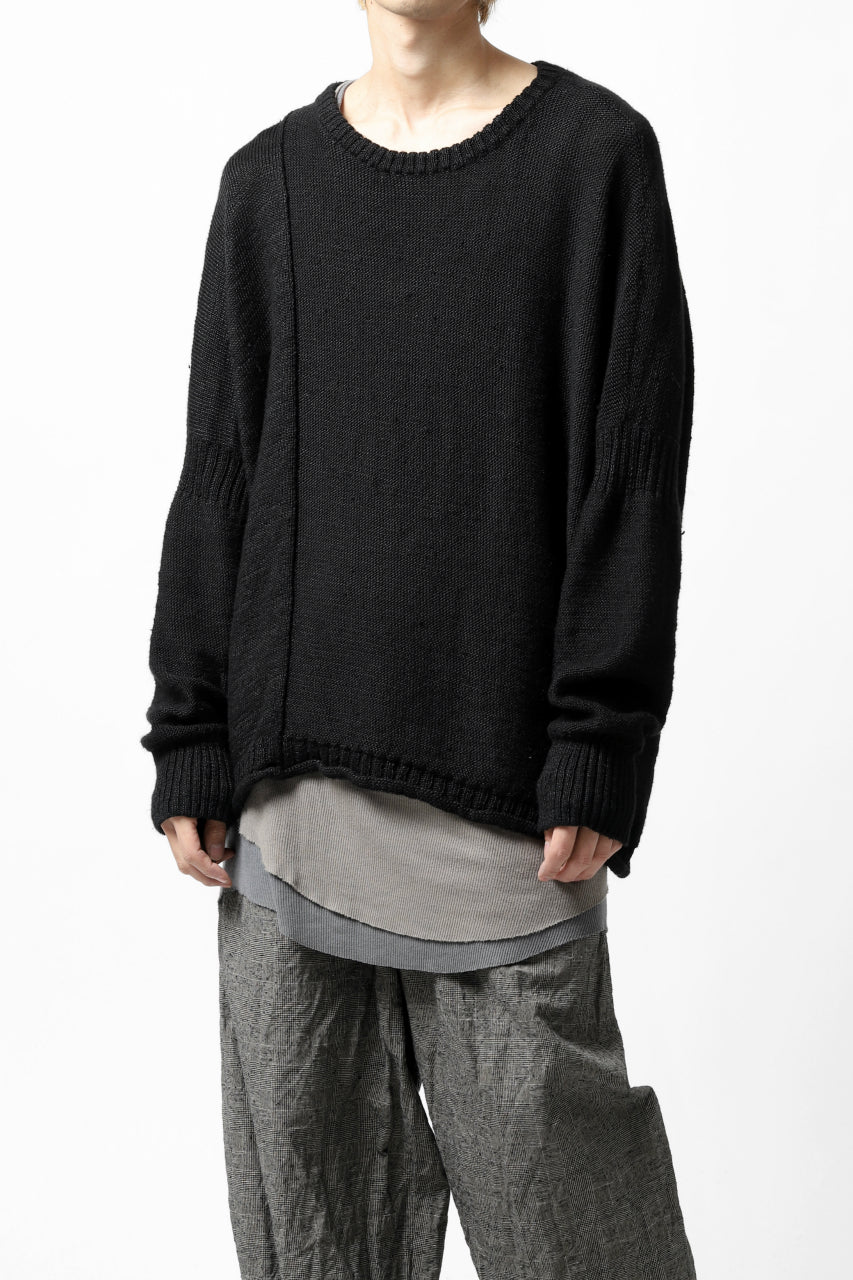 KLASICA PYKE LOOSE KNIT PULLOVER / LINEN ROVING 5G (BLACK) - Image 28