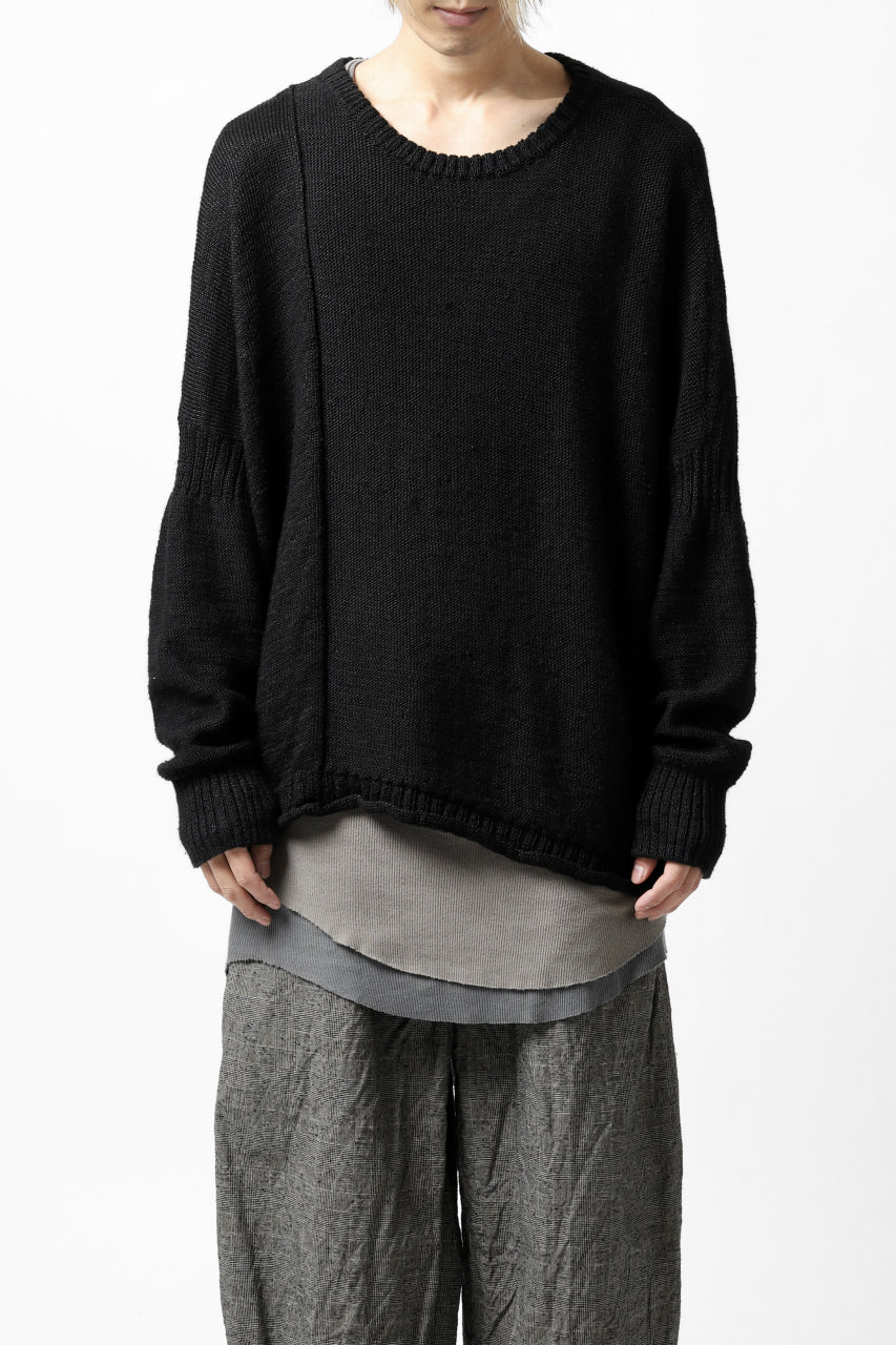KLASICA PYKE LOOSE KNIT PULLOVER / LINEN ROVING 5G (BLACK) - Image 3