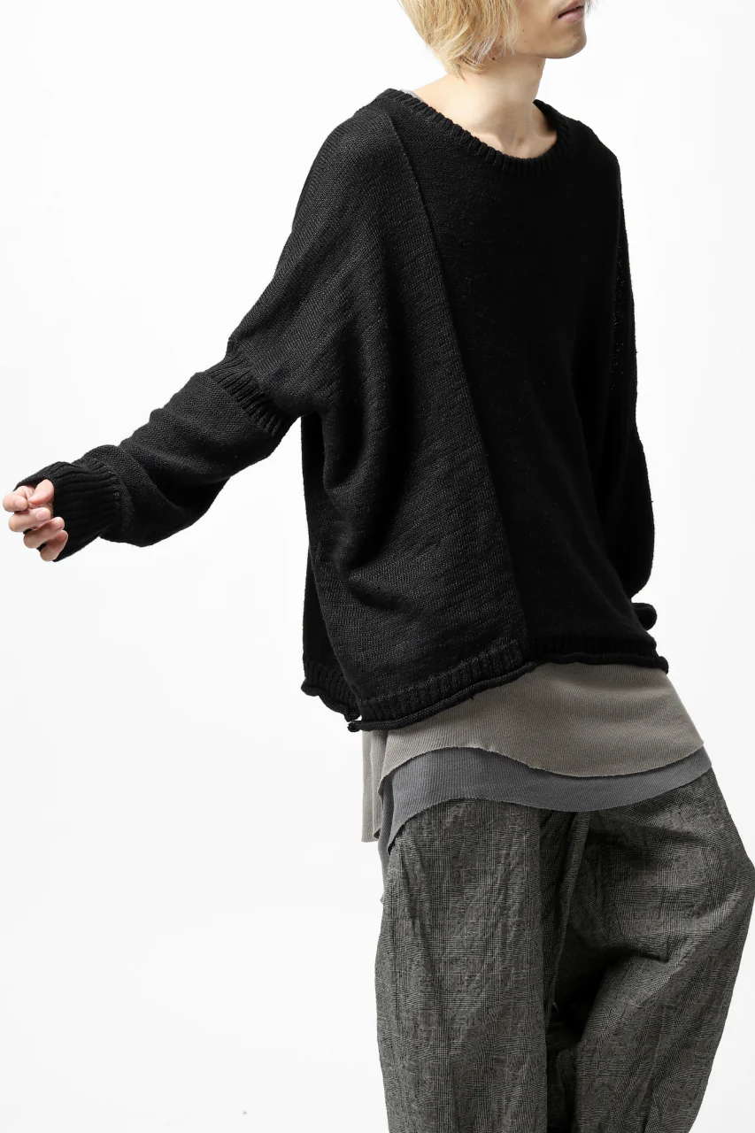 KLASICA PYKE LOOSE KNIT PULLOVER / LINEN ROVING 5G (BLACK) - Image 32