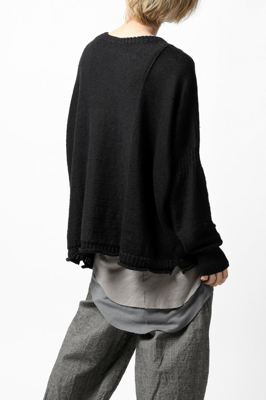KLASICA PYKE LOOSE KNIT PULLOVER / LINEN ROVING 5G (BLACK) - Image 35