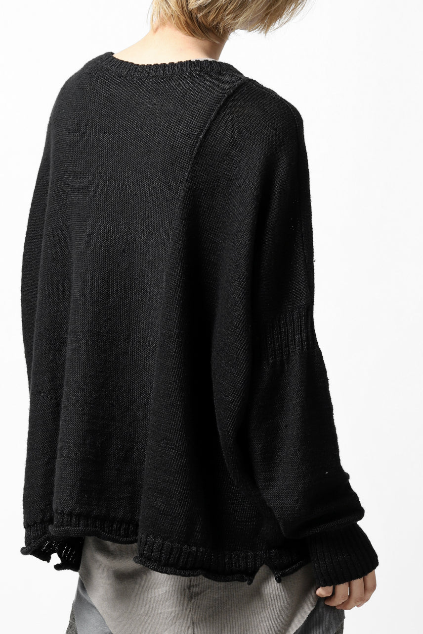 KLASICA PYKE LOOSE KNIT PULLOVER / LINEN ROVING 5G (BLACK) - Image 38