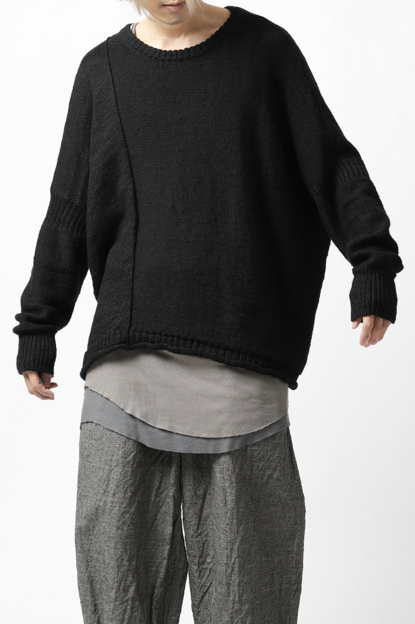 KLASICA PYKE LOOSE KNIT PULLOVER / LINEN ROVING 5G (BLACK) - Image 4