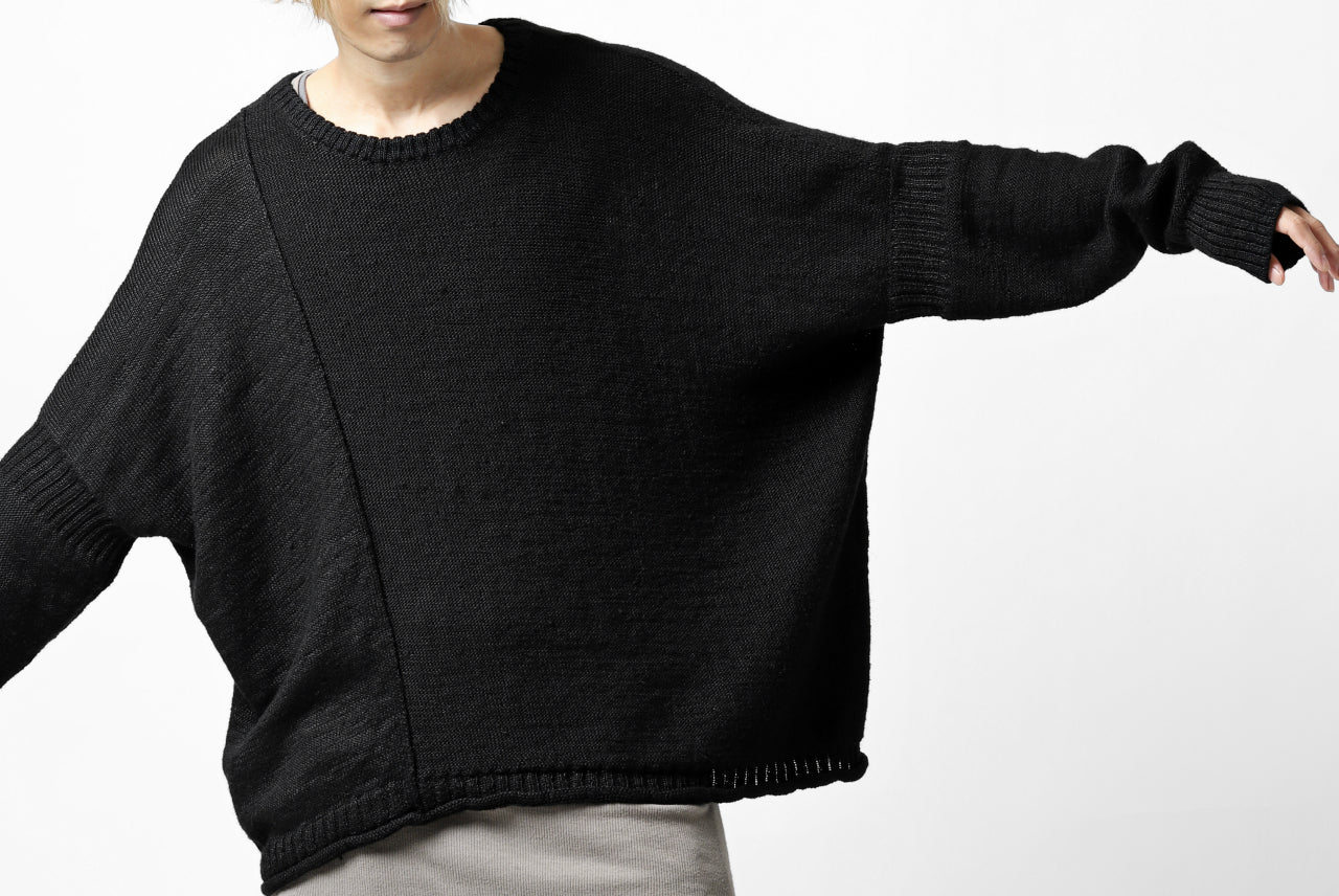 KLASICA PYKE LOOSE KNIT PULLOVER / LINEN ROVING 5G (BLACK) - Image 47