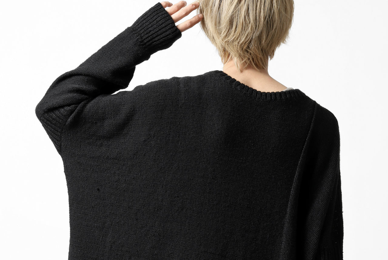 KLASICA PYKE LOOSE KNIT PULLOVER / LINEN ROVING 5G (BLACK) - Image 49