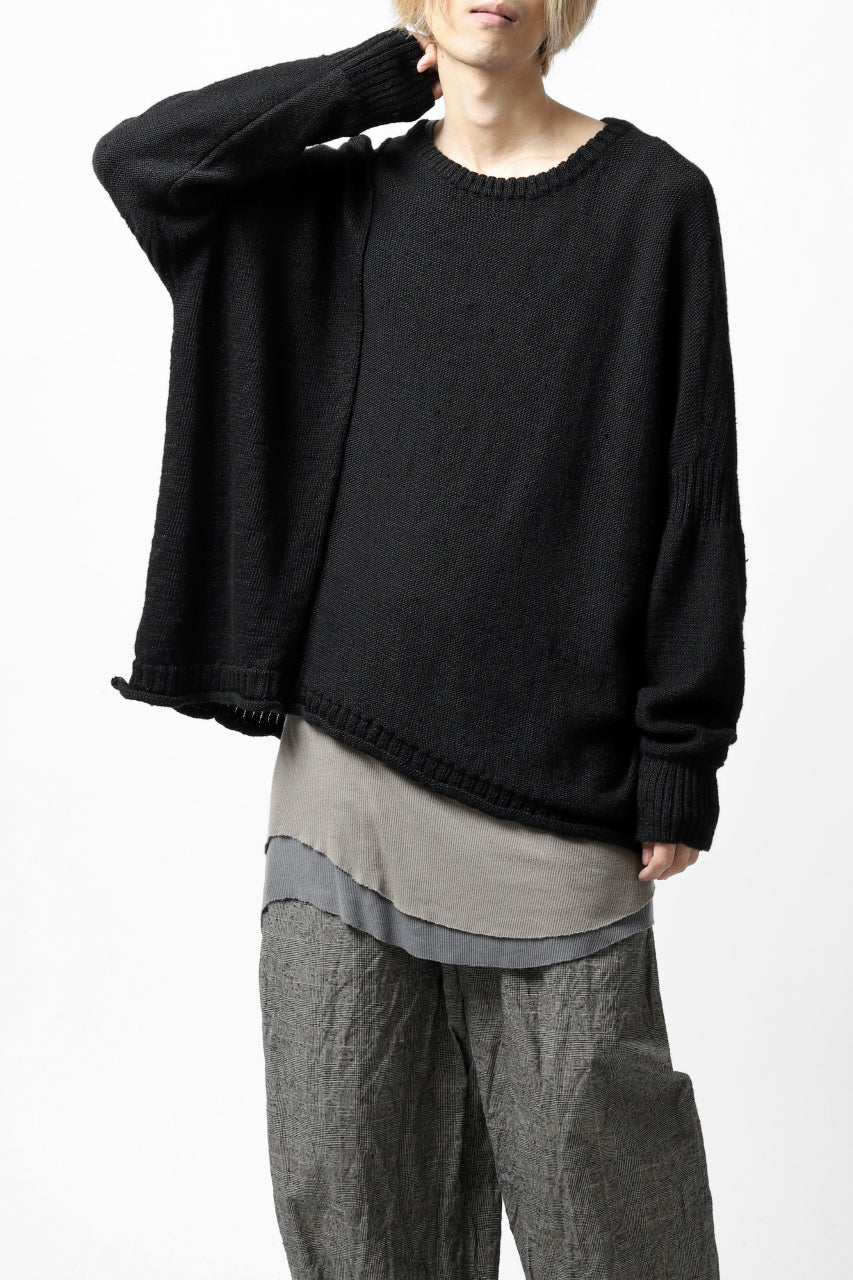 KLASICA PYKE LOOSE KNIT PULLOVER / LINEN ROVING 5G (BLACK) - Image 5