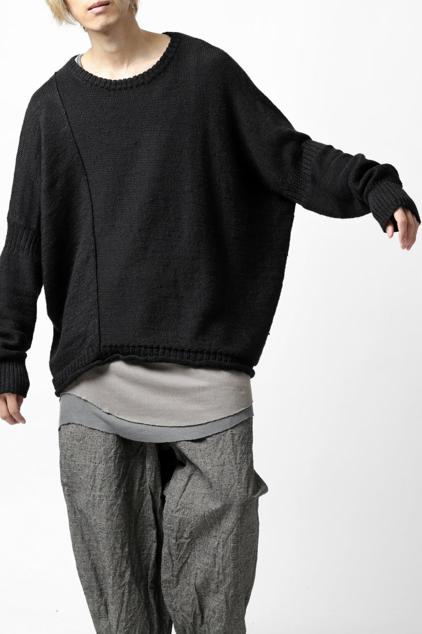 KLASICA PYKE LOOSE KNIT PULLOVER / LINEN ROVING 5G (BLACK) - Image 6
