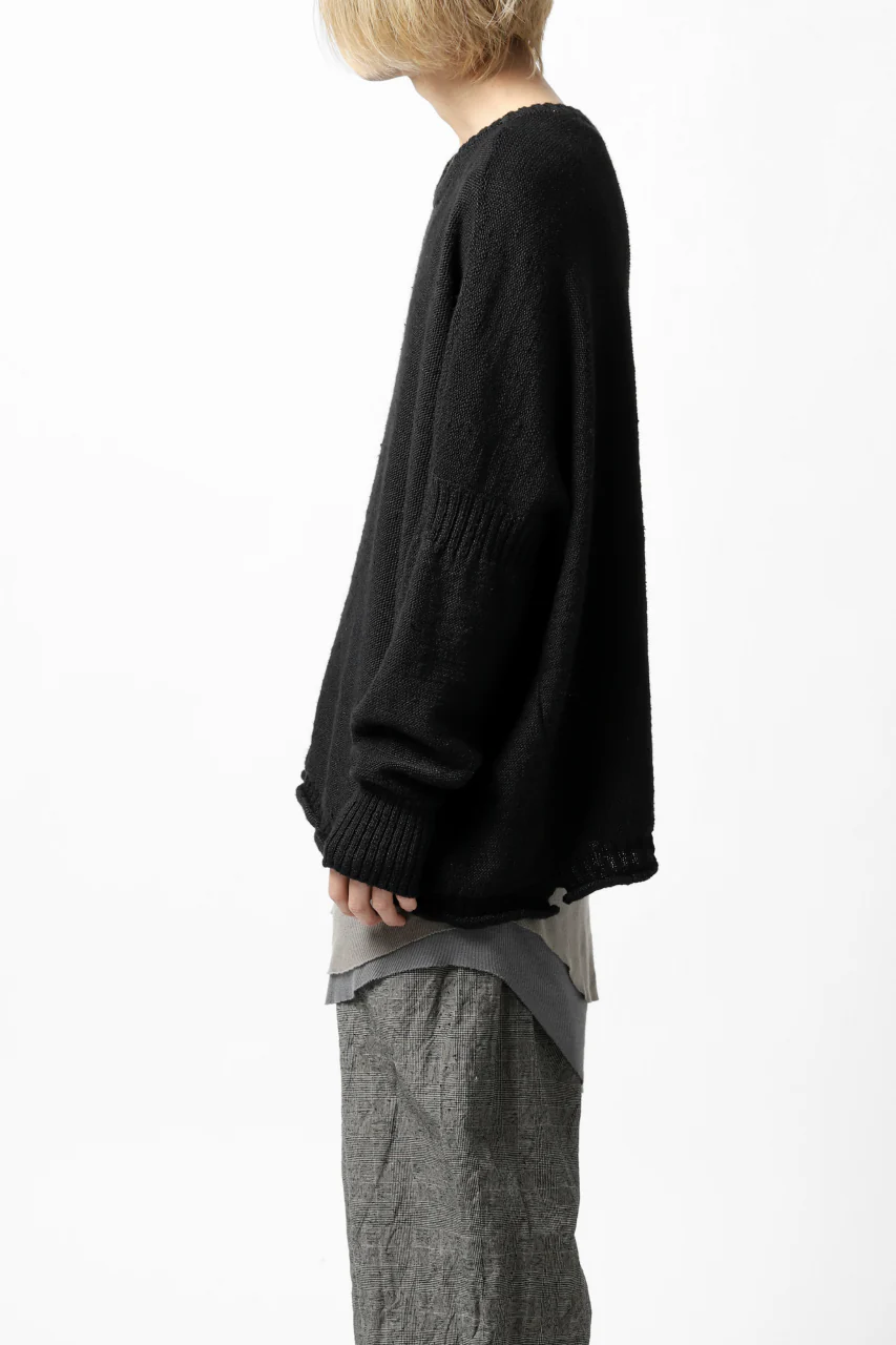 KLASICA PYKE LOOSE KNIT PULLOVER / LINEN ROVING 5G (BLACK) - Image 7