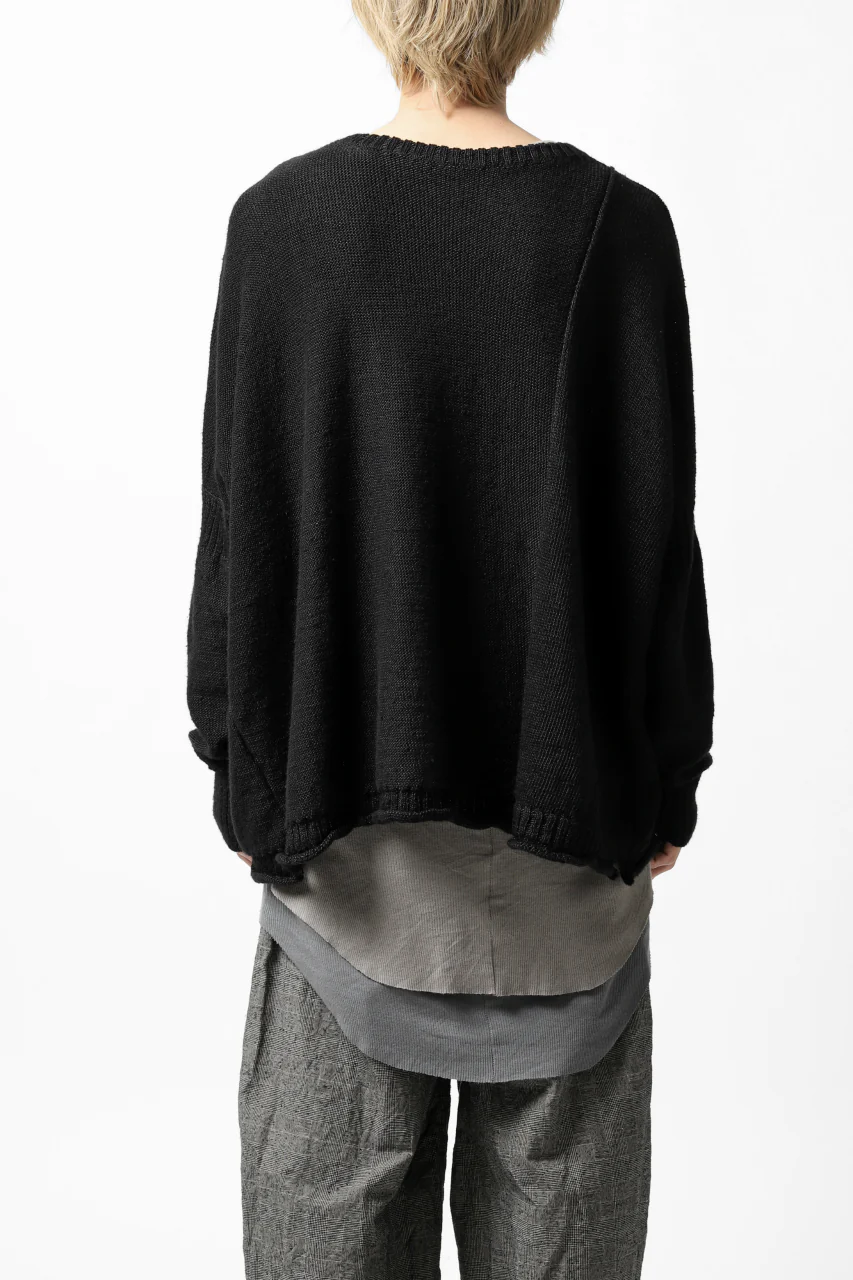 KLASICA PYKE LOOSE KNIT PULLOVER / LINEN ROVING 5G (BLACK) - Image 8