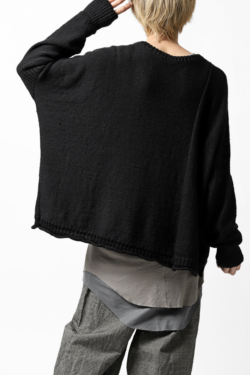 KLASICA PYKE LOOSE KNIT PULLOVER / LINEN ROVING 5G (BLACK) - Image 9